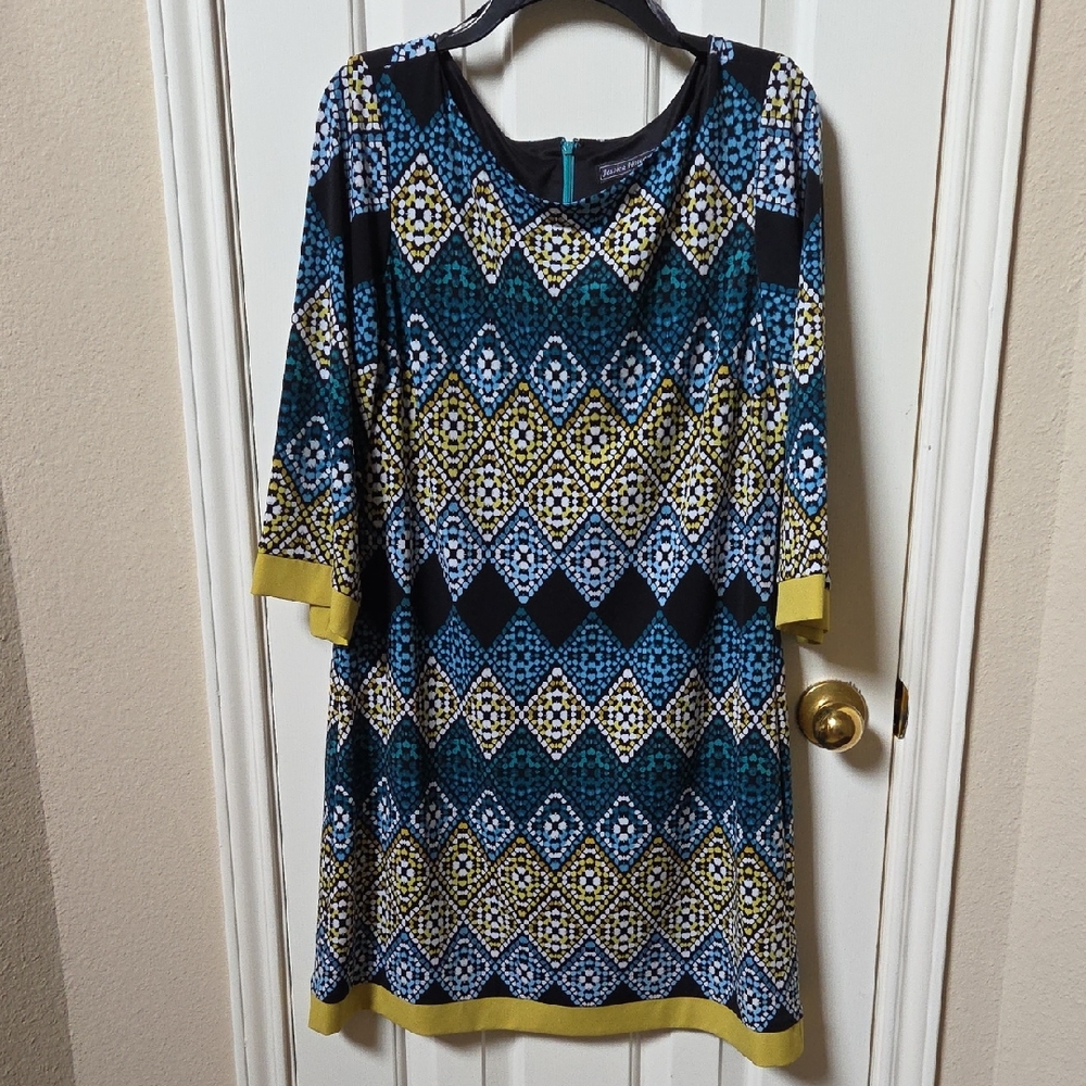 Jessica Howard Long Sleeve Dress in Blue and Yellow
